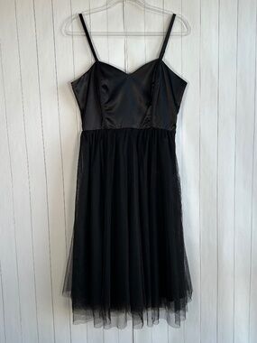 Cosmic Aura size M corset tulle midi dress black spaghetti strap whimsigoth